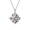 S925 Sterling Silver Four-Prong Moissanite Pendant Necklace - Classic Clavicle Chain