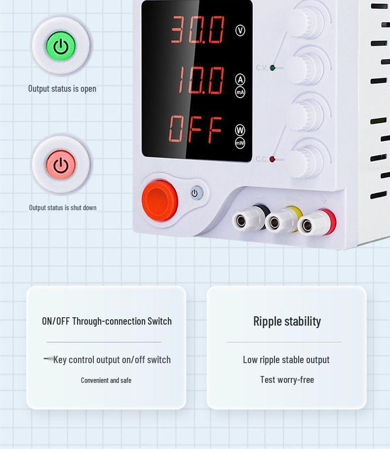 Adjustable DC Power Supply with Digital Display, Smart Temperature Control – Ideal for Electroplating, Repair, Testing, Charging, and Experiments