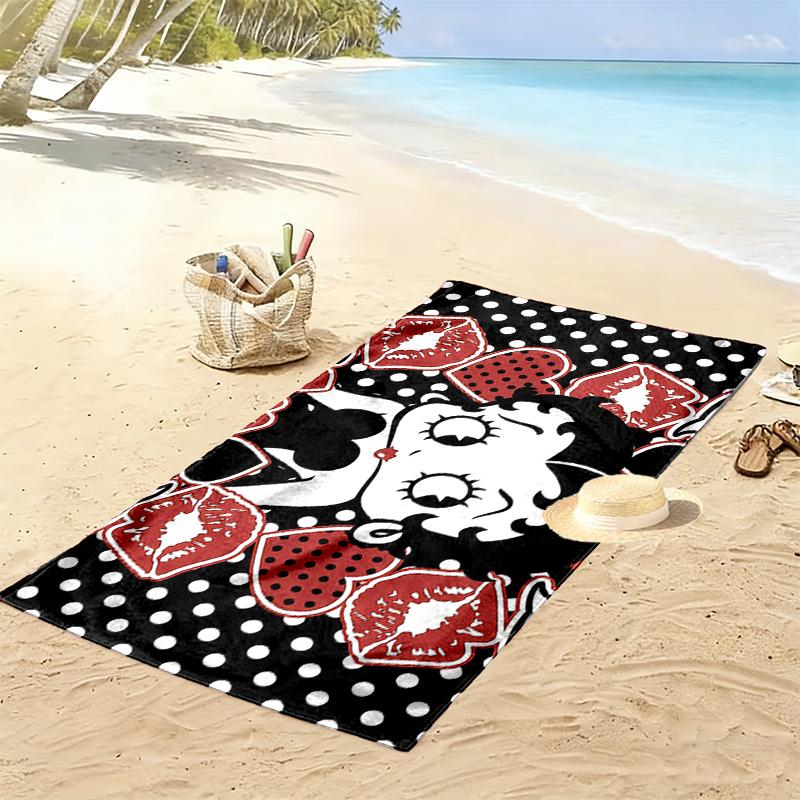Betty Boop Print Beach Towel, Large Soft Quick Dry Towel for Beach Camping Swimming