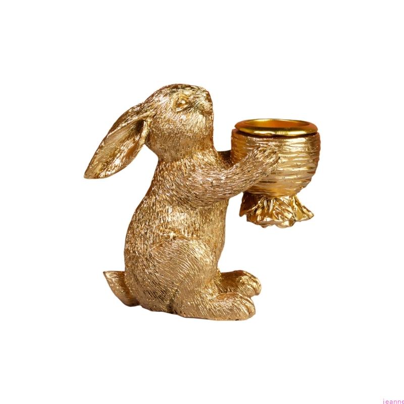 Easter Bunnies Decorations Bunnies Tealight Candle Holders Resin Rabbit Statue Figurines Ornament Spring Home Decorations