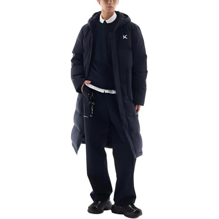 

Anta Basketball Series Letter Zipper Hooded Comfortable Breathable Versatile Long Down Jacket Men outerwear Basic-Black 152511904-2 2XL