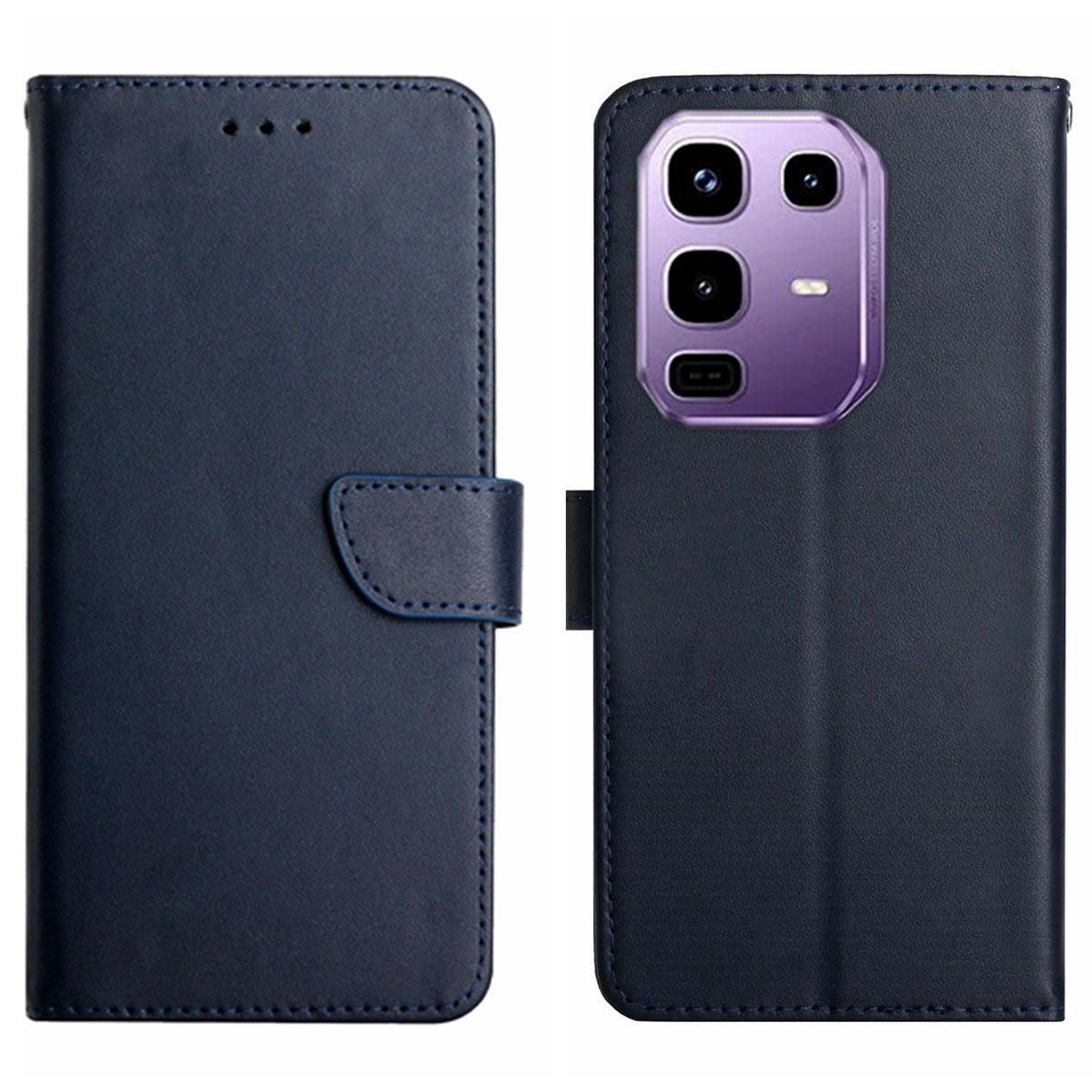 

For Infinix Note 50s 5G Case Genuine Cow Leather Phone Cover Nappa Texture Blue