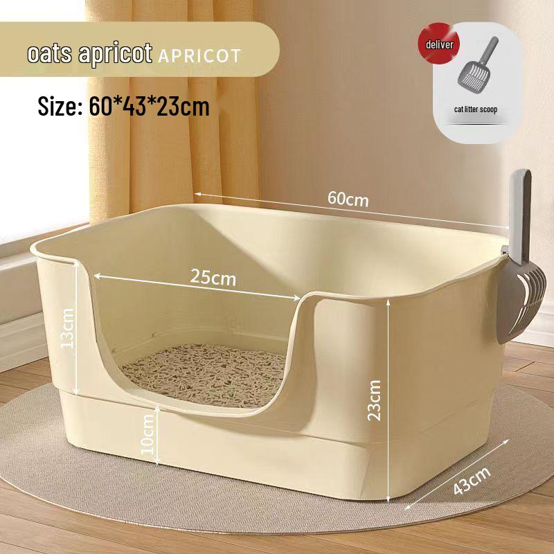 Extra-Large Splash-Proof Semi-Enclosed Cat Litter Box for Maine Coons
