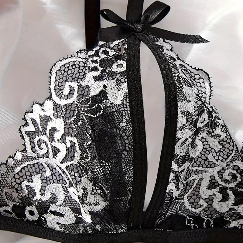 Black Hot Crotchless Sexy Women Lace Lingerie Temptation Transparent Push Up Sex Bras Porn Open Bra Underwear Set Erotic Costume