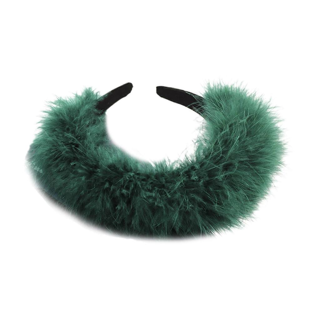 Flauschiges Feder-Stirnband für Damen Bunte Federdekoration Breite Haarreifen Hochzeitsfeier Braut Haaraccessoires Grün