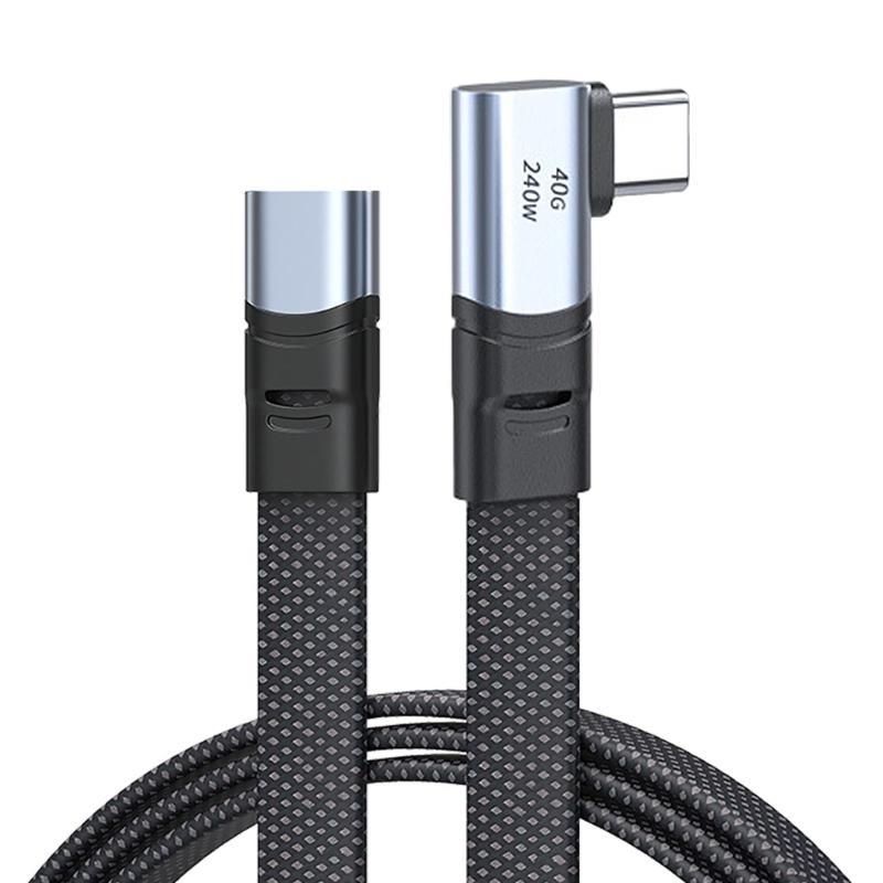 PD240W Fast Charging Line USB C to Type C Cable Quick Charging Right Angle Wire 90 Degree Data Cable