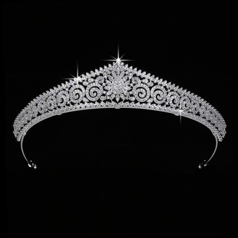 Cubic Zircon Casting Hair Jewelry Wedding Tiara Classic Bridal Hair Accessories Anniversary Women Crowns HG0036 Corona Princesa