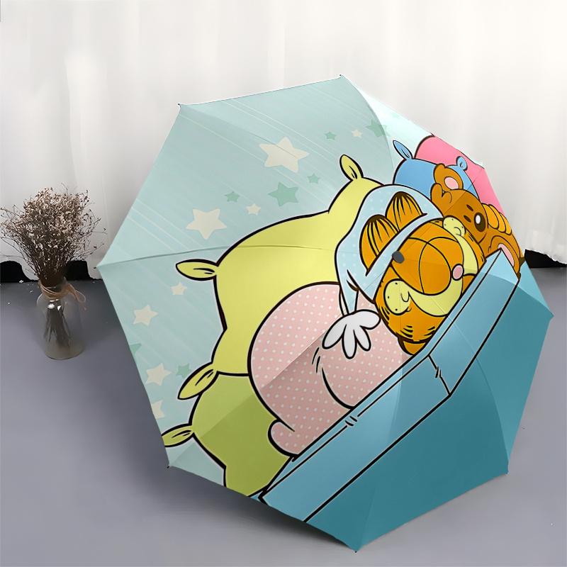 Garfield Automatic Folding Umbrella with 3-Fold Design and Iron Frame - Perfect for Outdoor Use, Travel, and Gifts!0104432a