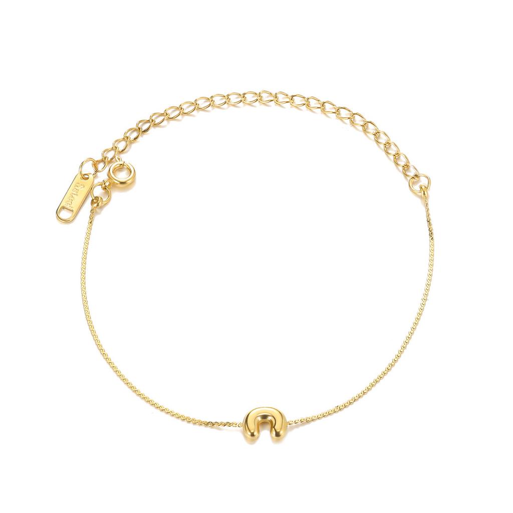 Mini Cute 3D Initials Bubble Letter Chain Bracelet For Women New Gold Color Stainless Steel Waterproof Elegant Christmas Jewelry