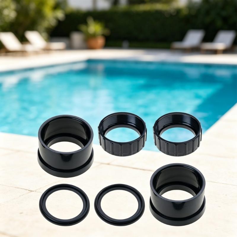 2 Stuks Zwembadpomp Koppeling Reparatiekit Bevat Moeren Ringetjes & O-ringen Zwembad Pijpverbinders voor SPX320