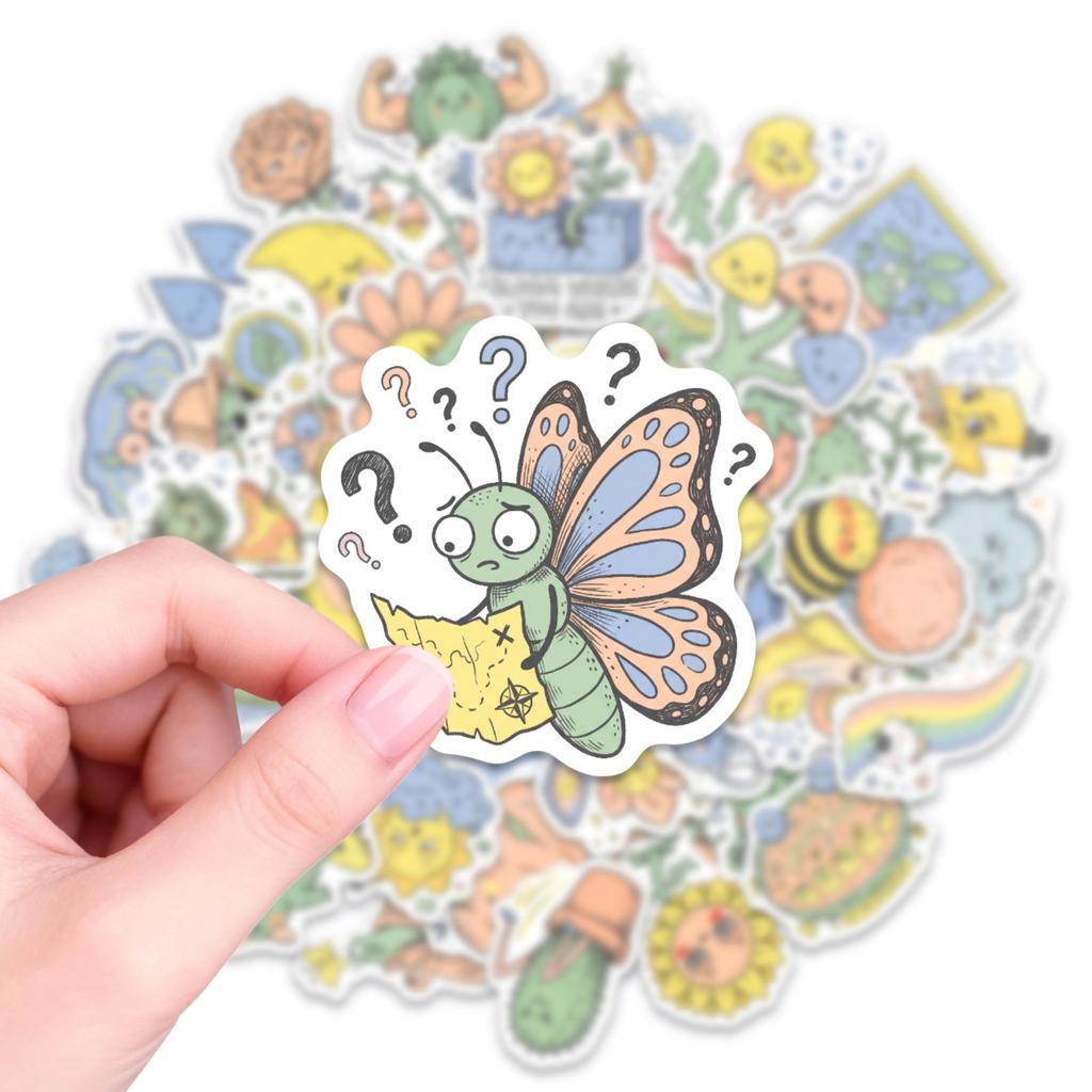 50/100 Pcs Funny Cartoon Personified Plant Stickers DIY Waterproof Removable for Phone Suitcase Helmet Bicycle File Holder Decal