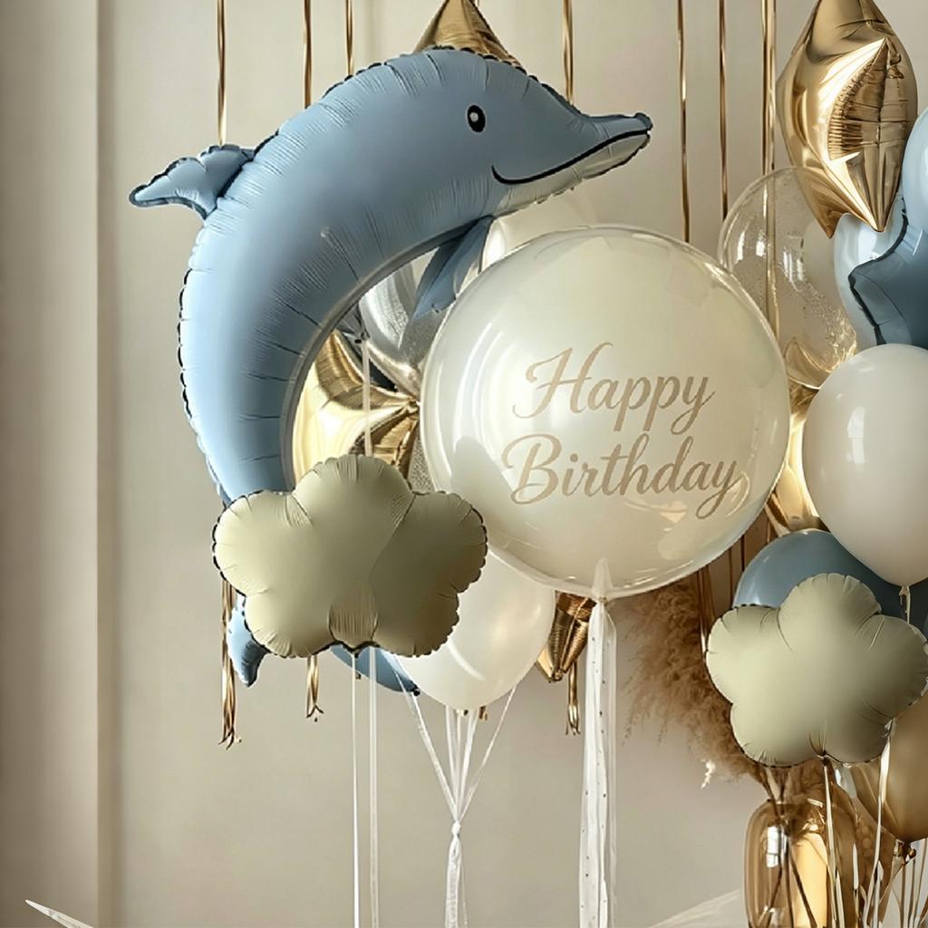 Delfin-Ballon-Set Delfin-Aluminiumfolien-Ballon Wolkenförmiger Ballon für Babyparty, Geburtstagsfeier-Dekoration, Foto-Requisiten