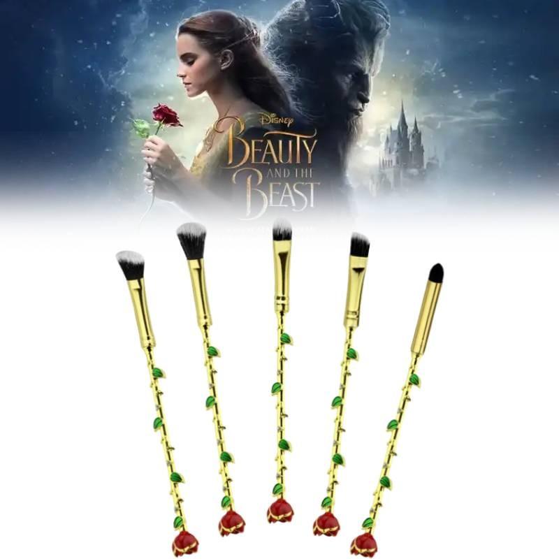 Rose Makeup Brush Set With Gold And Rose Gold Handles For All Skin Types Gift For Women