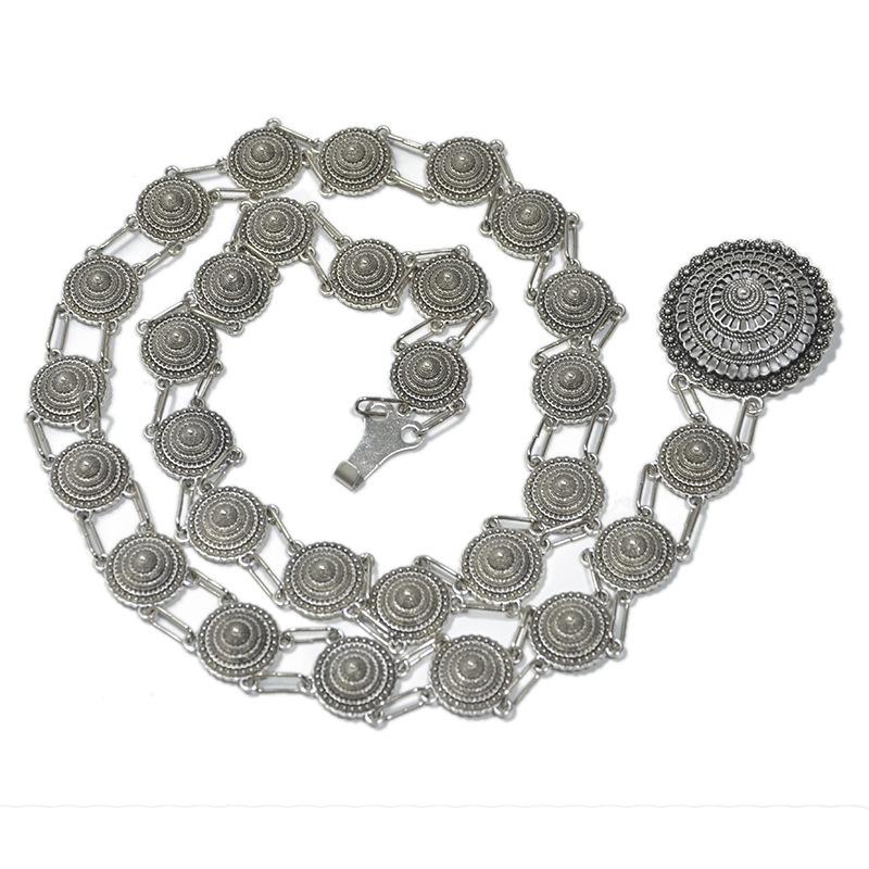 New women s belly dance metal waist chain - stylish, versatile, retro floral embellished pant chain 100cm