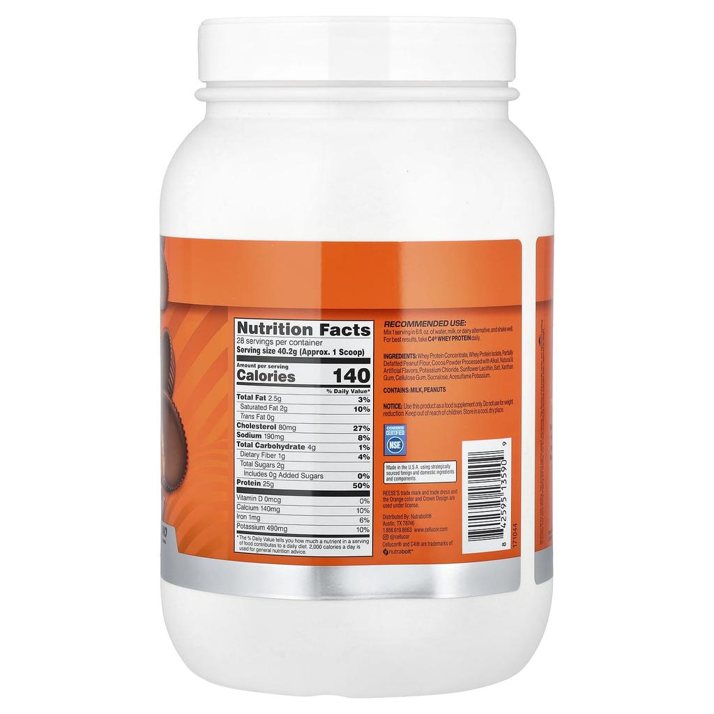 C4 / Cellucor, C4® Whey Protein, Rease's Peanut Butter and Chocolate Flavor, 2.48 Lb (1.13 Kg)