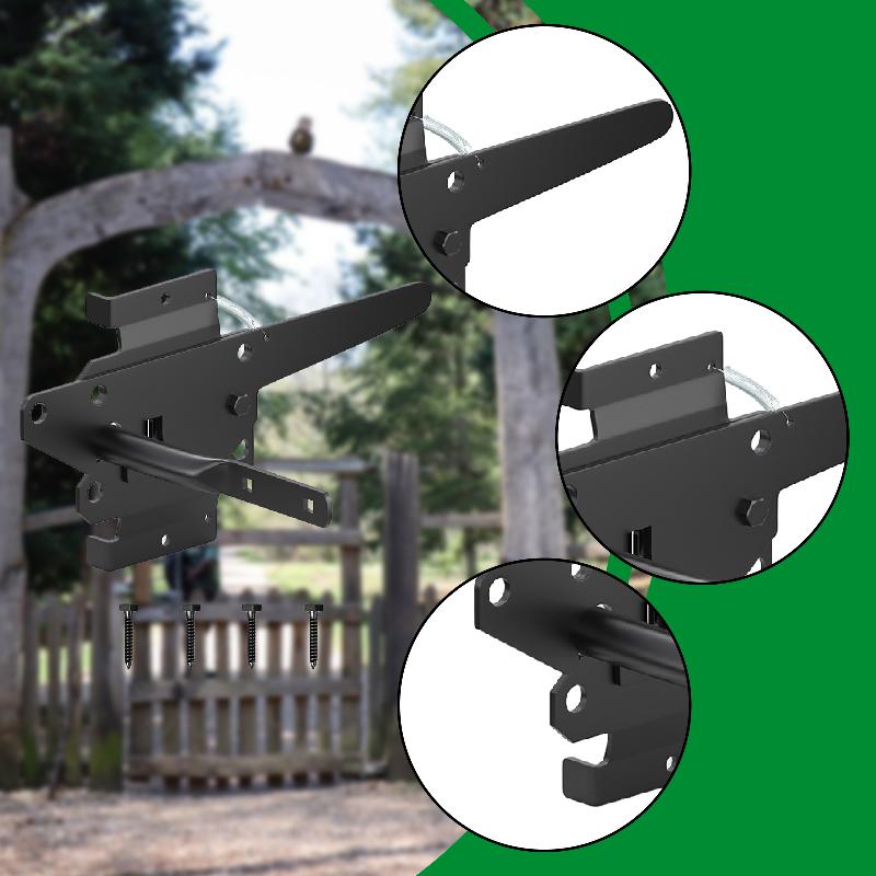 Self Locking Gate Latch Spring Outdoor Automatic Lever Fence Gate Lock for Barn Door Backyard Porch Pool Gates Courtyard