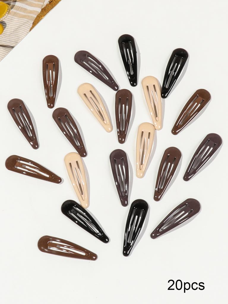 12/20Pcs Colorful Metal Snap Hair Clips 2 Inch Black Barrettes for Women Styling Non-Slip Waterdrop BB Hairpins Accessories