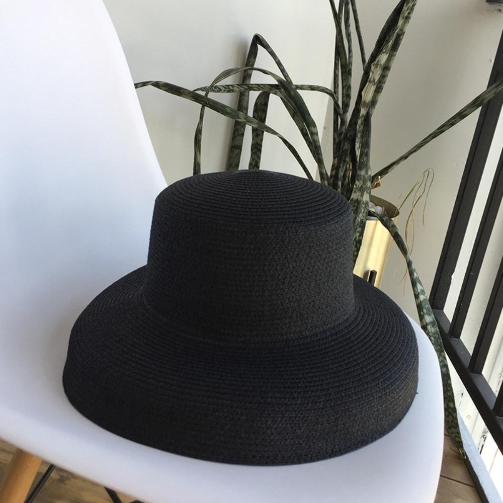 Big Brim Hepburn Wind Straw Hat Sunscreen Beachside Sun Hat bucket hat Summer Beach Hat  Climbing
