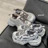 Leather platform dad shoes women's 2025 autumn new European station mesh breathable versatile sports shoes women's shoes