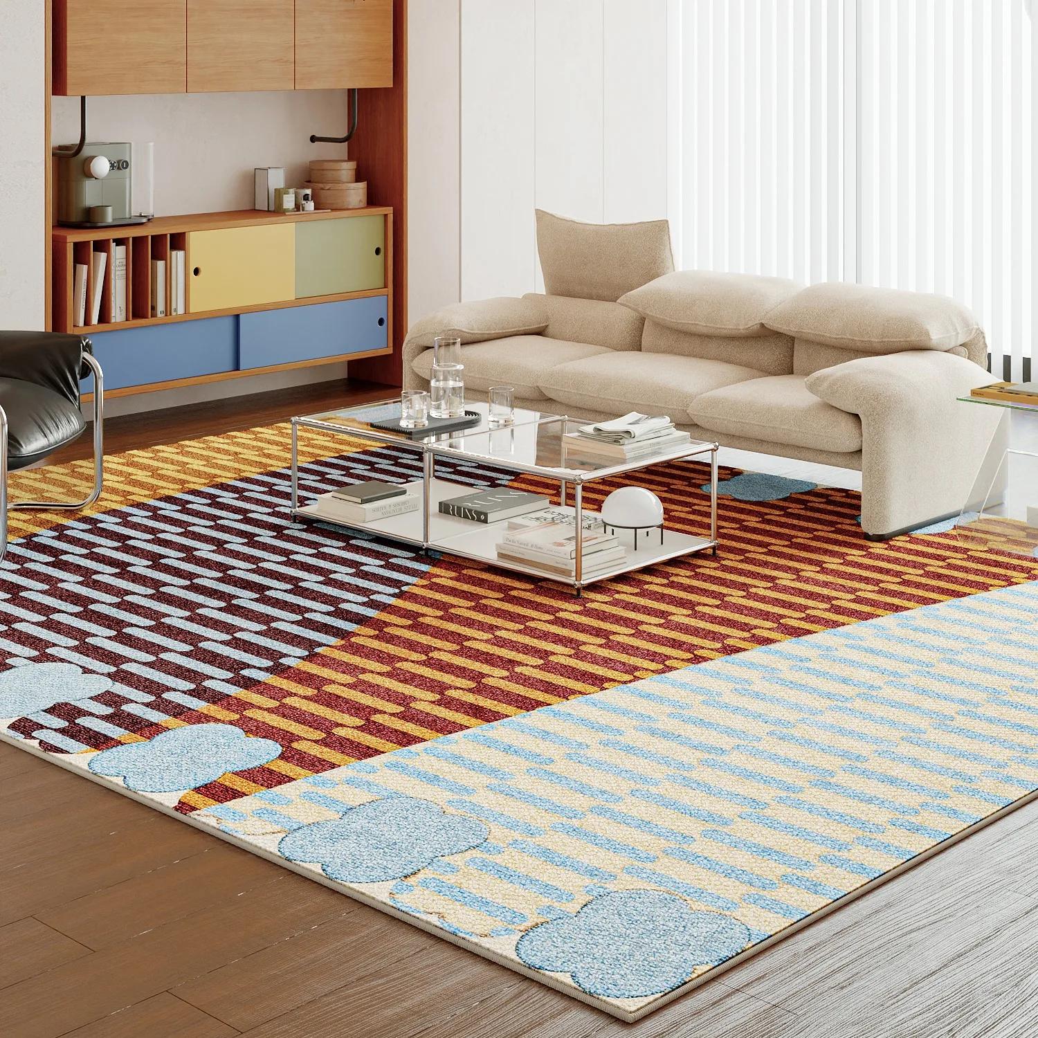 Moderne Licht Luxe Abstract Vloerkleed – Creatief Dopamine Kleur Tapijt voor Woonkamer Slaapkamer, Bank Salontafel Vloermat 80x120cm(31x46in)