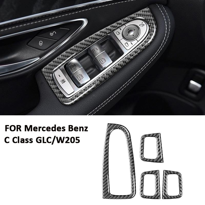 

Carbon Fiber Car Window Lifter Control Switch Panel Trim Frame Decoration Sticker For Mercedes Benz 2016- C Class GLC W205 чорний