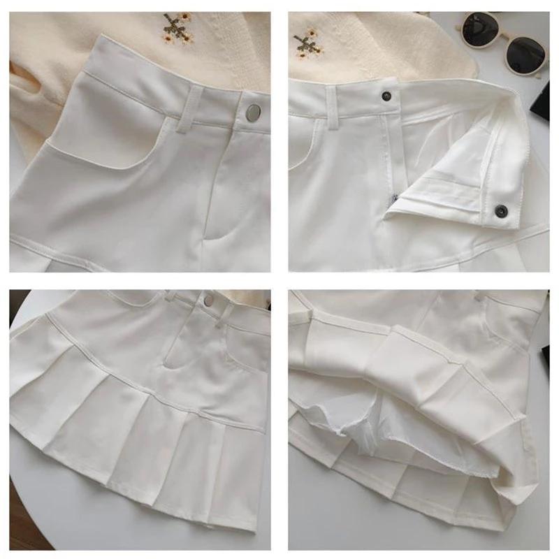 High Waist Patchwork Pleated Skirt Women's Pleated Skirt Anti-slip Suit Skirt
