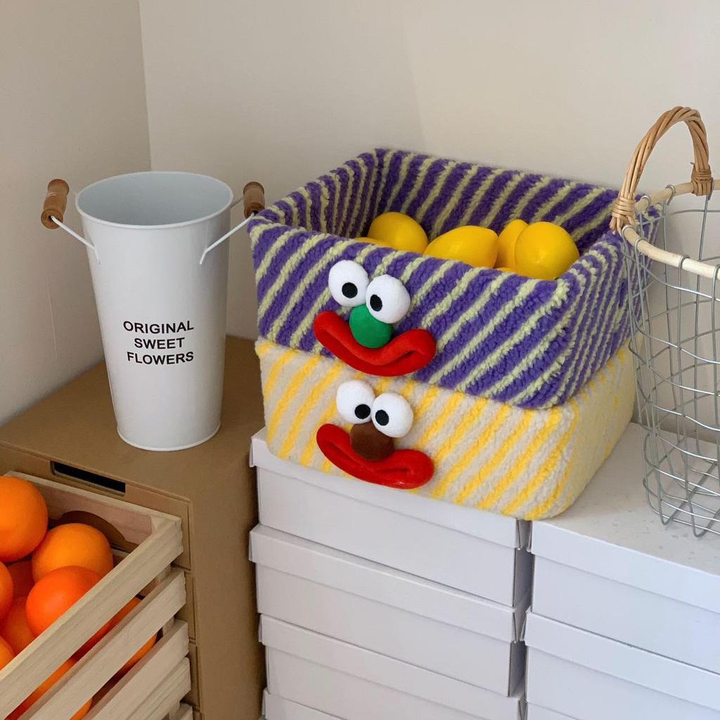 Creative Clown Lambswool Desktop Storage Basket for Jewelry & Cosmetics