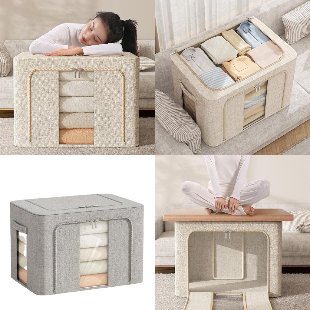 Clothes Storage Box Organizer With Steel Frame Waterproof Fabric For Bedroom Storage