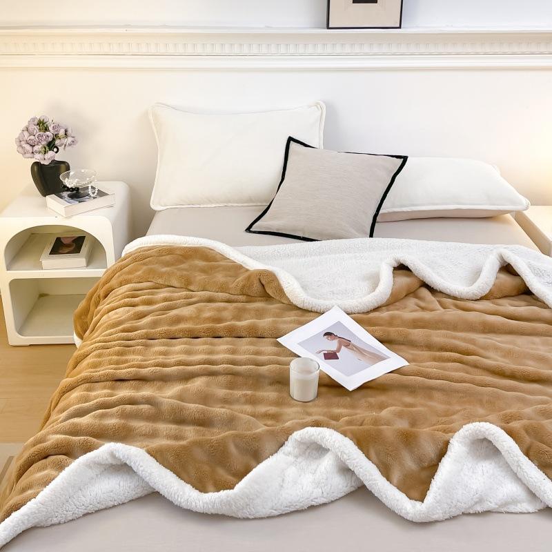 Nordic Style Bubble Lamb Wool Double-layer Blanket Four Season Universal Plush Thickened Multifunctional Public Room Nap Blanket