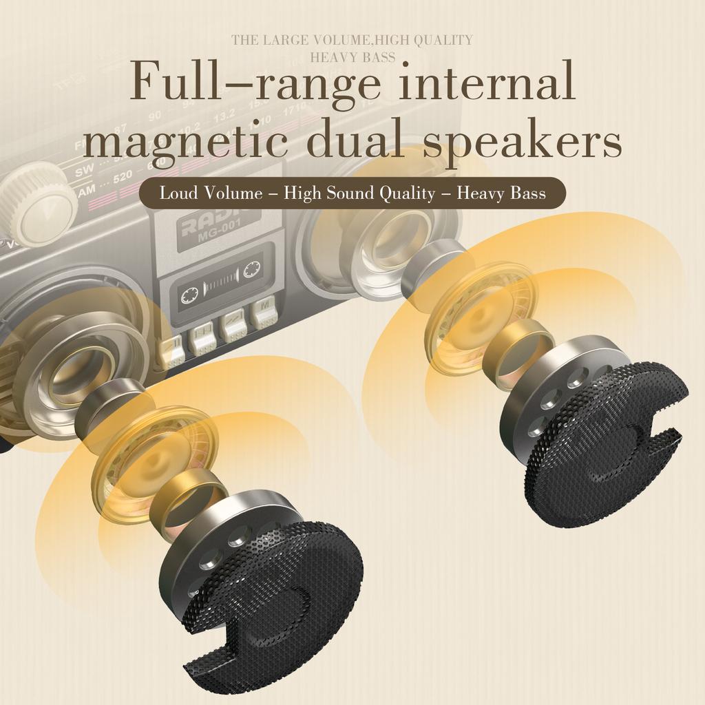 Retro Multifunktionales Tragbares Radio USB-Laden TF-Kartenplayer und AUX, AM/FM/SW-Bänder, Geeignet für Familientreffen und Outdoor