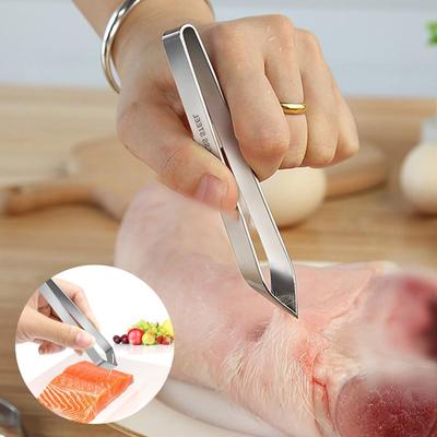 1 st 430 Rostfritt stål Fiskbenspincett Pincettklämma Borttagare Tång Fiskbensplockningsklämma Köksprylar Verktyg