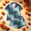 Women's Halloween Printed Pajama Two-Piece Set - Comfortable Sleepwear for Home & Sleep