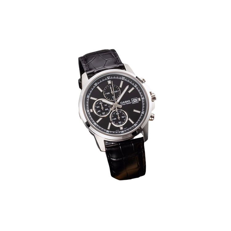 Casio Dress Three Eye Design Waterproof Pointer Simple Quartz Movement Leather Strap Men Watches Black MTH-5001L-1APR