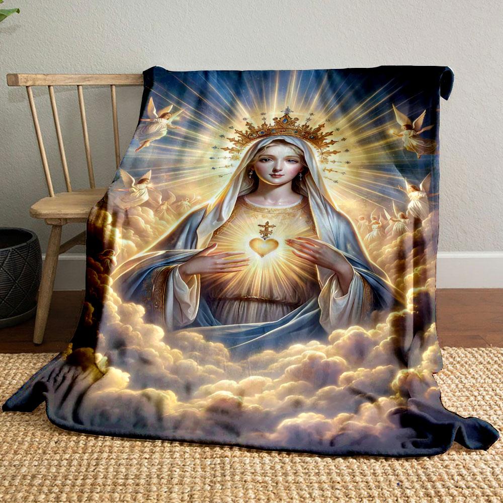

Holy Virgin Mary Sacred Heart Clouds Blanket Printed Blanket for Living Room Bed Couch lunch break Soft Cozy Blanket for Friend s festival Gift 80cm x 120cm