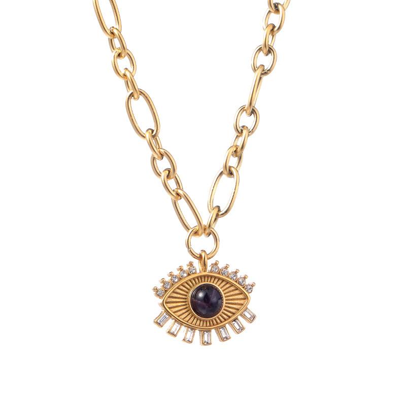 Retro Lucky Eye Necklace Feminine Popular Personality Temperament Stainless Steel Plated 18K Versatile