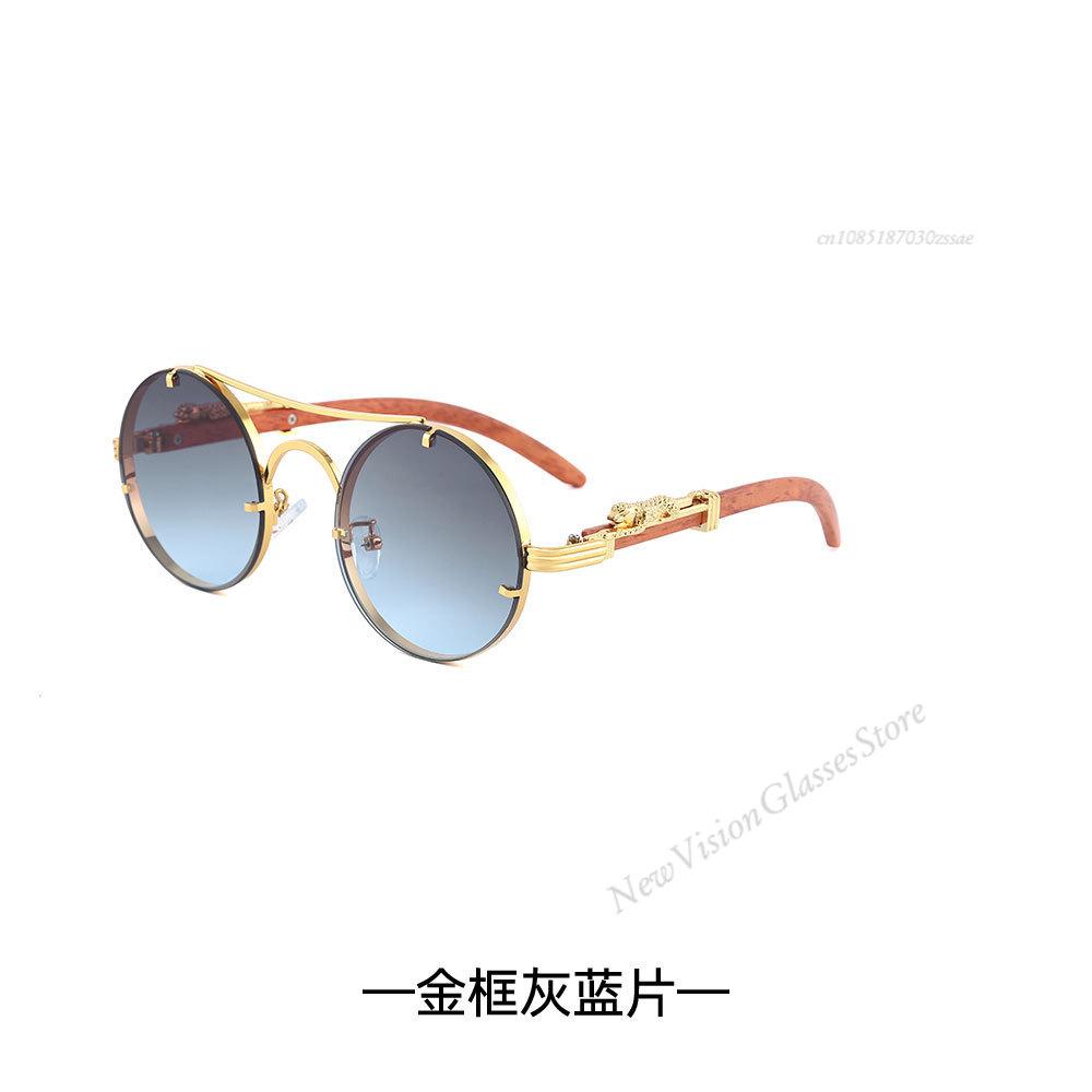 Retro Punk Round Sunglasses For Men Women Fashion Double Bridge Multi Color UV Protection Driving Travel