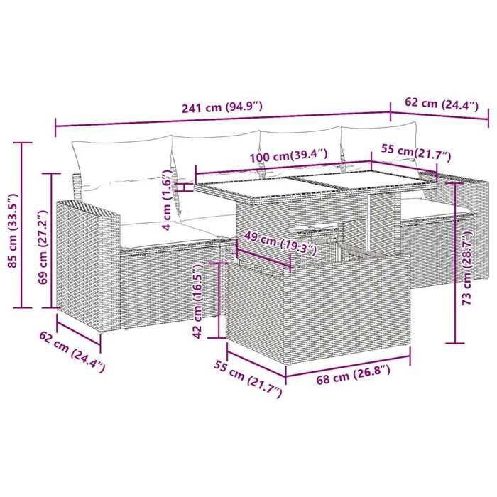 VidaXL Salon de jardin avec coussins 5 pcs marron résine tressée 3326244