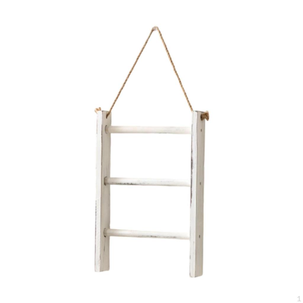 Decorative Rustic Wooden Towel Rack, 3 Tier Wall Mounted Ladder Holder for Hotel, Kitchen,