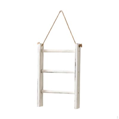Dekorativer rustikaler Handtuchhalter aus Holz, 3-stufiger wandmontierter Leiterhalter für Hotel, Küche,