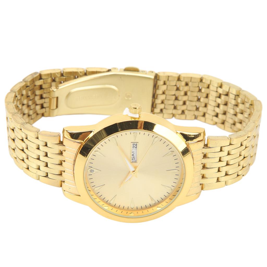 Quartz Men Watch Commercial Dual Date Stylish Classic Quartz Stainless Steel Dress Watch
