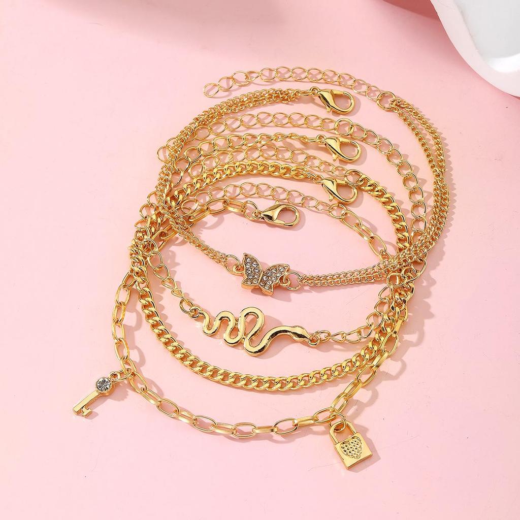 Retro Pineapple Pearl Multi-layer Anklet Set - High-end Girls' Foot Jewelry