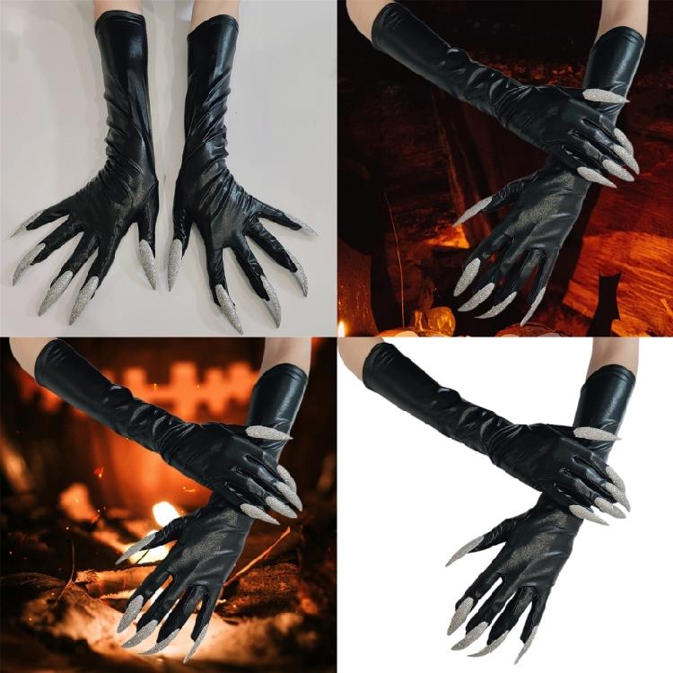 Practical Halloween Paws Gloves Stretchy Fabric Scary Costume Party Gloves for Roleplay Event Theatrical Performances