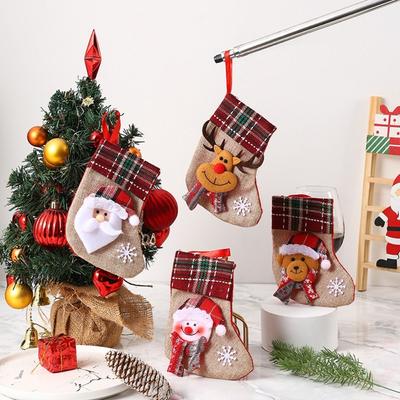 Christmas Stocking Snowman Santa Elk Xmas Tree Fireplace Ornaments Gift Candy Bag Home Navidad Sock Christmas Decor
