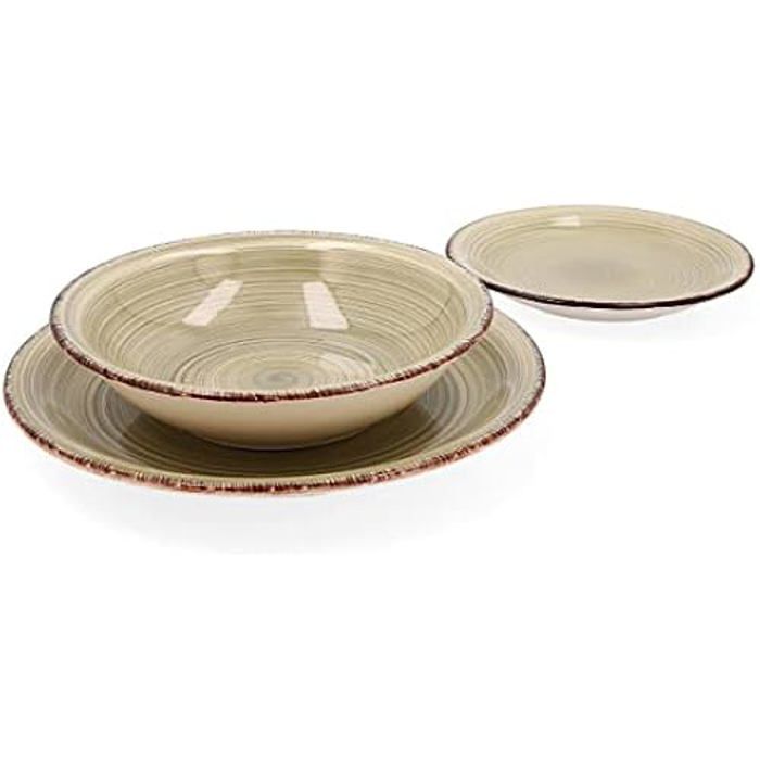 Vaisselle Céramique - QUID - 18 Pièces - Empilable - Micro-ondes Compatible - Vert