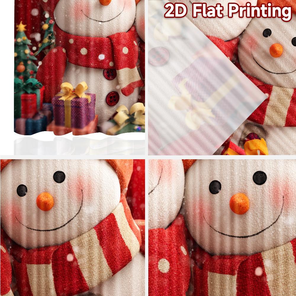 2pcs, 2D FLAT PRINTING Curtains (Without Rod) Festive Snowmen Halloween Festival Creative Curtains Machine Washable Fabric