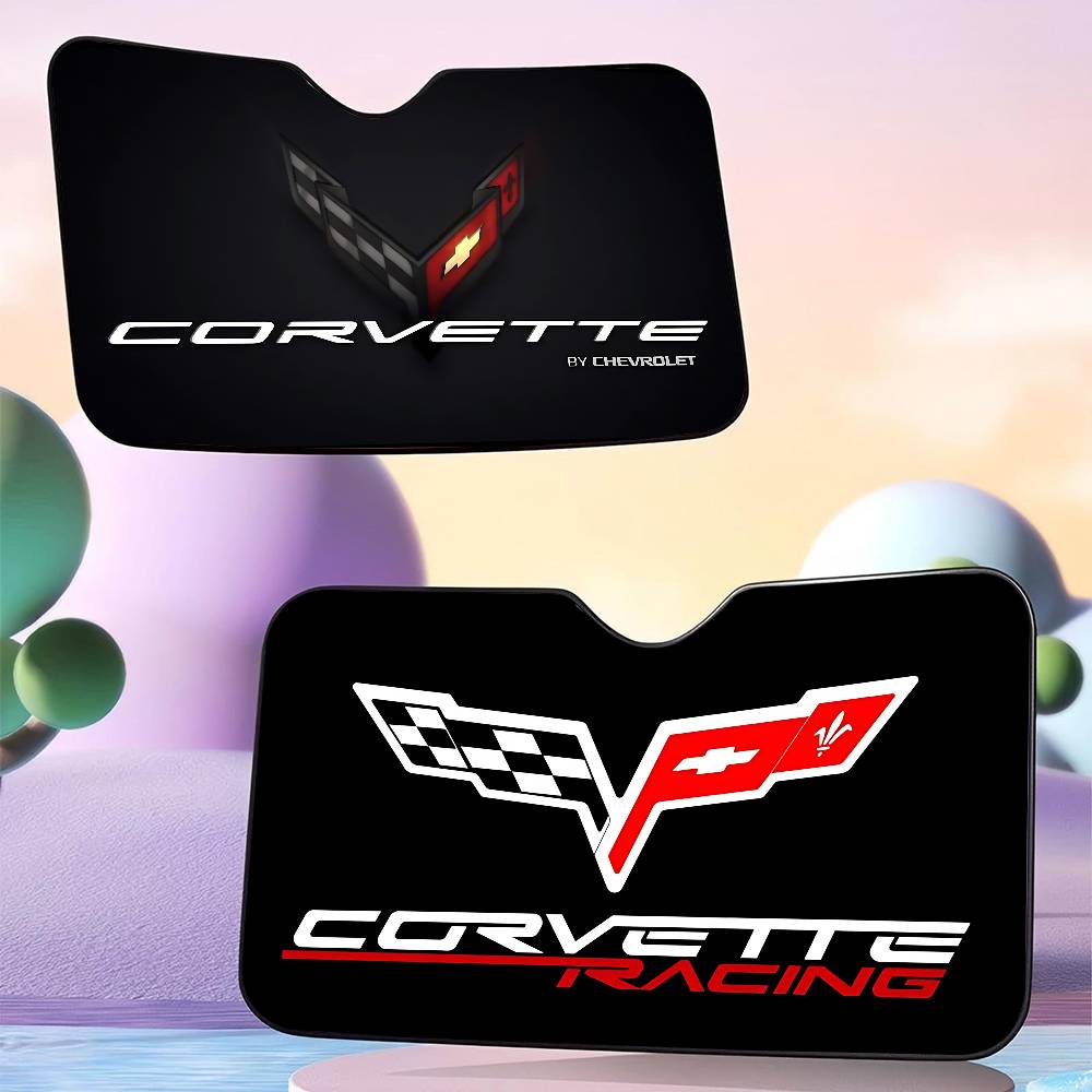 C-Corvette Novelty Car Front Windshield Sunshade 70x130cm Cartoon Foils Car Window Windscreen Cover