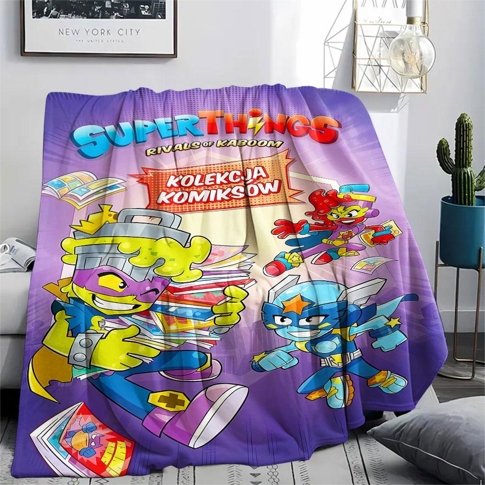 1PC Superthings Patterned Flannel Blanket Suitable For All Seasons for Home Decor Warmth and Comfort Gifts Holiday Present