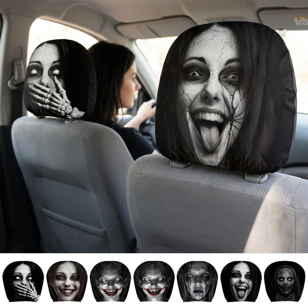 2 Stück Komfortable Halloween Auto Kopfstützenbezug Automobil Sitz Kopfstützenbezug Ganzjahresnutzung