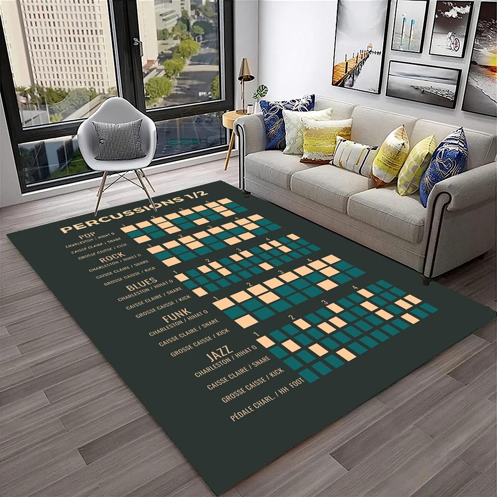 Music Guitar Chord Theory Chart Piano Carpet Rug Non-slip Mat for Home Living Room Bedroom Sofa Decor Kids Area Rug