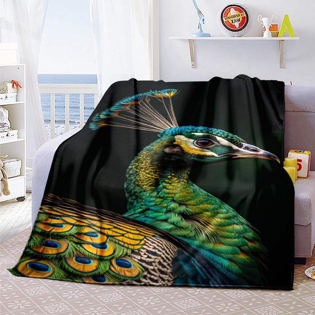 Peacock Night Sky Blanket Soft Comfortable All Seasons Suitable Sofa Office Nap Travel Festive Gift